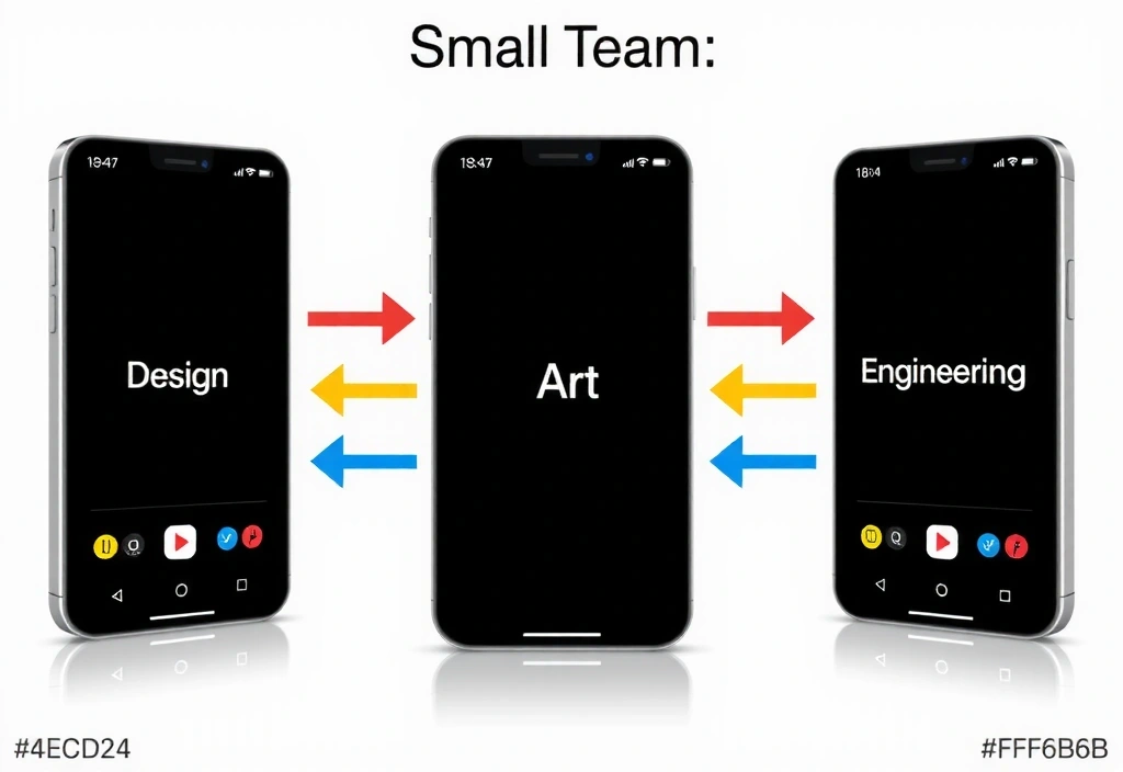 Stylized collaboration flow diagram